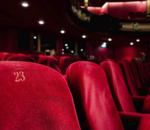 Photographie d'une salle de théâtre avec ses fauteuils rouge.