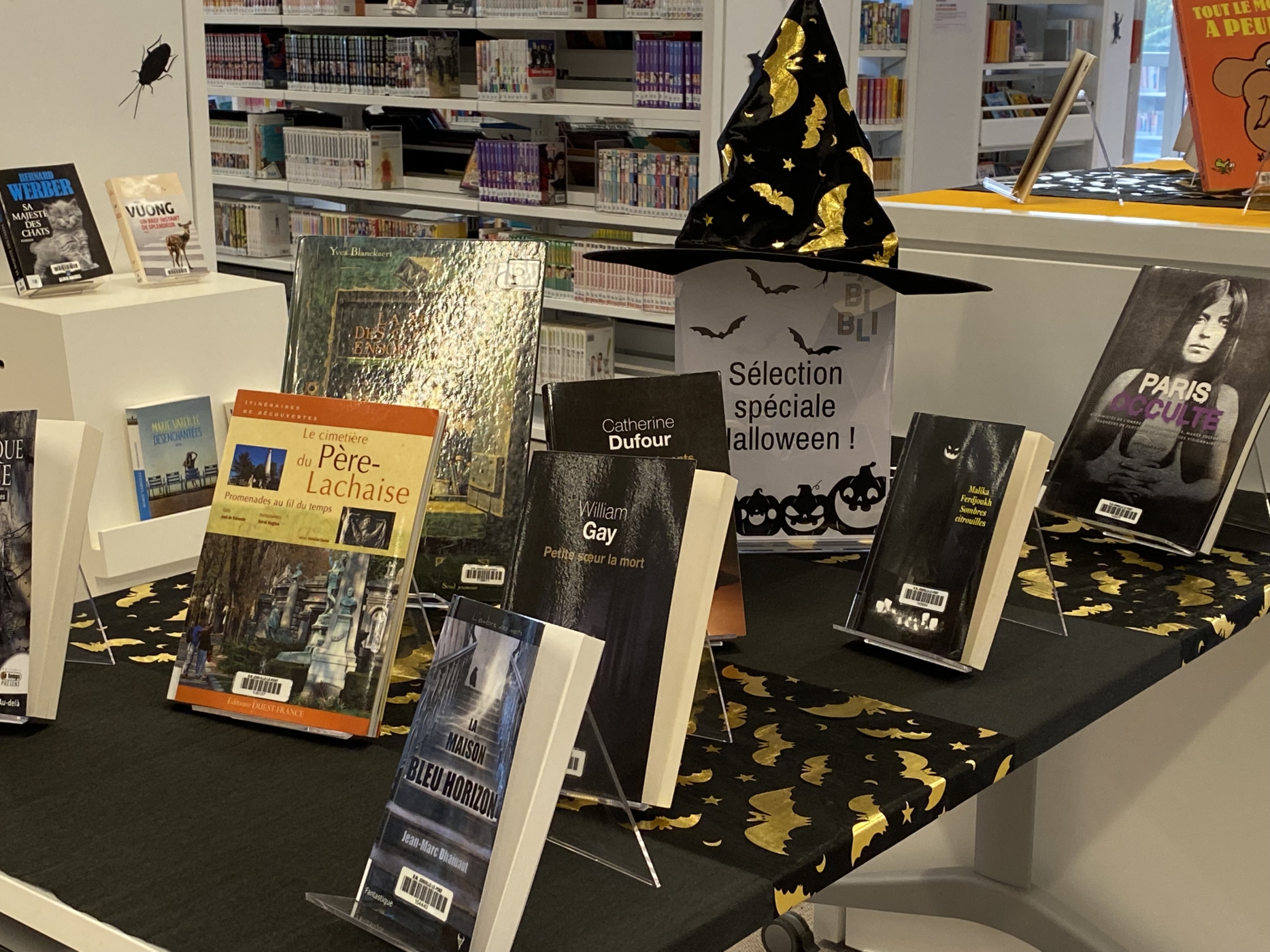 Photo de la table de sélection de livres sur Halloween