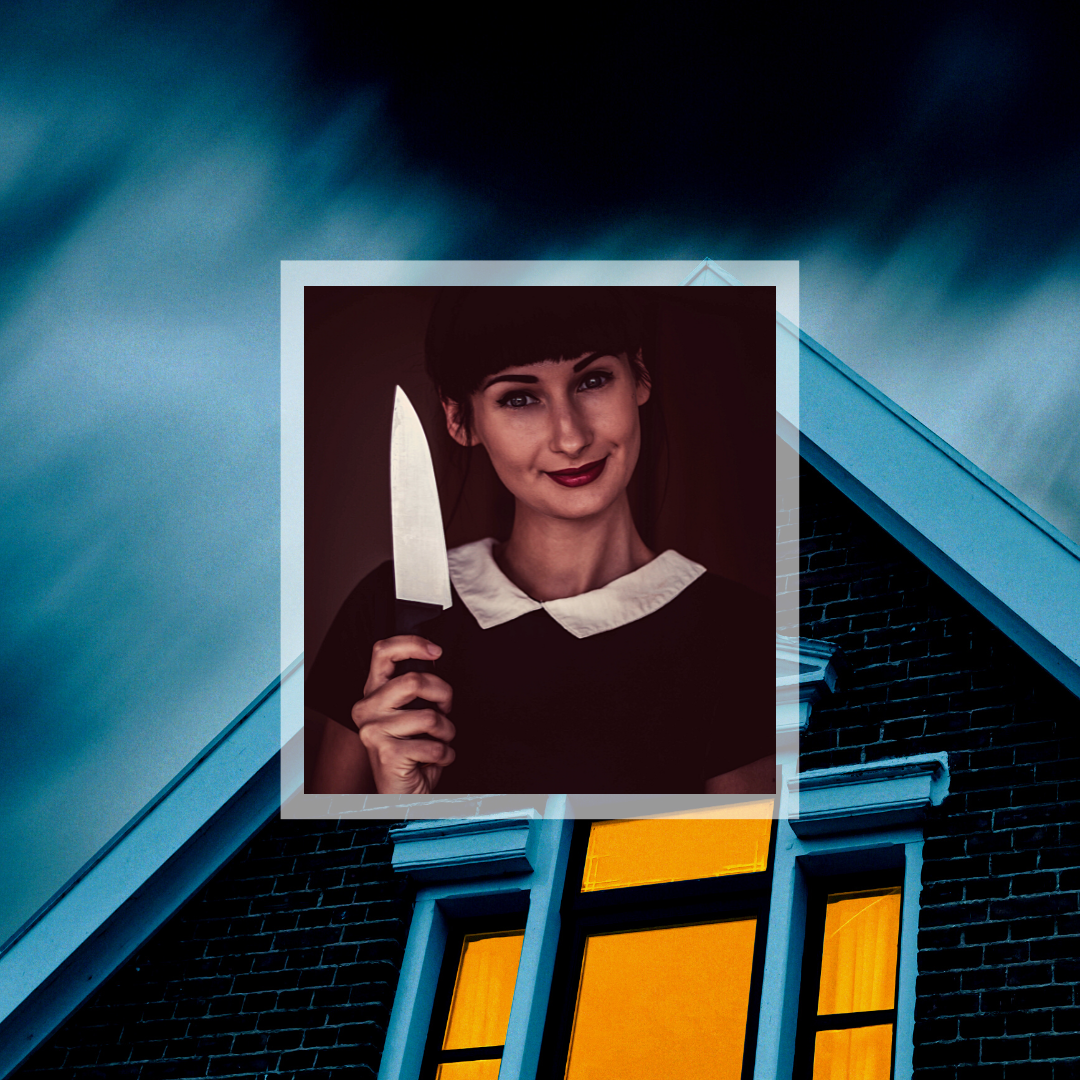 Photo d'une femme avec un couteau dans la main droite